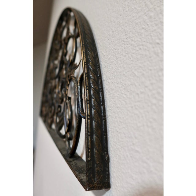 Wrought Iron Architectural Wall Grille, Demilune Overthrow, Rococo Revival Style For Sale In Austin - Image 6 of 6