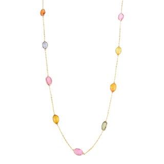 5.35 Carats Rainbow Sapphire 18k Gold Chain Link Necklace by VRJewels For Sale