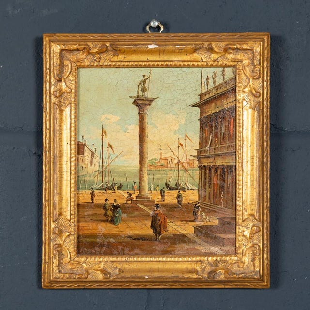 Aldo Grossi, Venetian Canal Scene, 1890s, Oil Paintings on Board, Framed, Set of 2 For Sale - Image 5 of 18