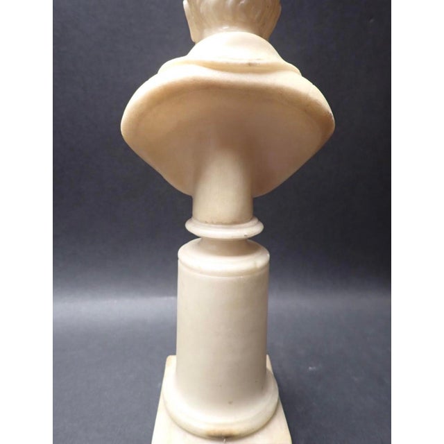 19th Century Italian Antique Carved Alabaster Grand Tour Portrait Bust of Michelangelo Buonarroti For Sale - Image 9 of 9