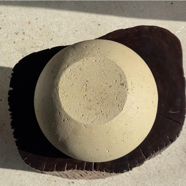 Gray Large Flattened Oval Flower Pot in Raw Grey Cement, 1980s For Sale - Image 8 of 9