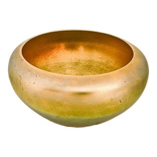 Steuben Gold Aurene Rolled Rim Bowl, Signed 2687 — Carder Era Art Nouveau For Sale