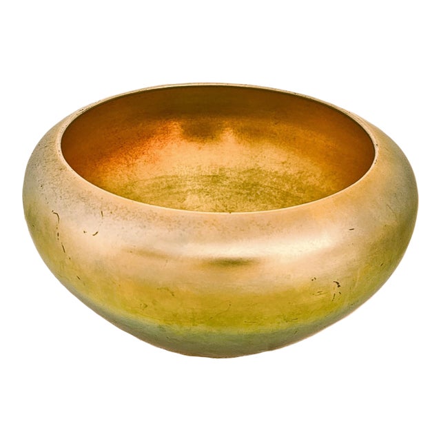 Steuben Gold Aurene Rolled Rim Bowl, Signed 2687 — Carder Era Art Nouveau For Sale