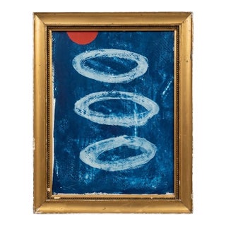 Original Abstract Painting in Antique Frame For Sale