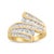 Contemporary 10K Yellow Gold 1 Cttw Round and Baguette-Cut Diamond Multi Row Bypass Ring Band (H-I Color, I1-I2 Clarity) - Ring - Size 7 For Sale - Image 3 of 6