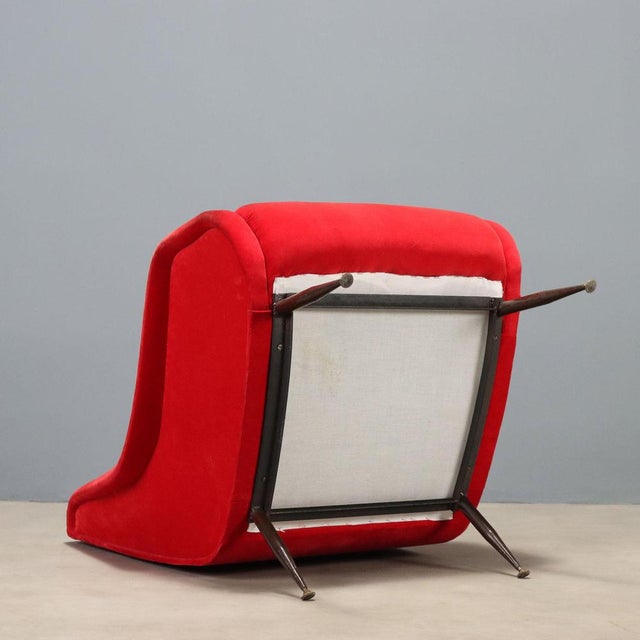 Vintage Red Velvet Chair, 1960s For Sale - Image 9 of 10