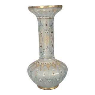 1920s Antique Bohemia Enameled Glass Vase For Sale