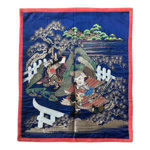 Fine Japanese Embroidery Silk Fukusa Kabuki Story Meiji Period
