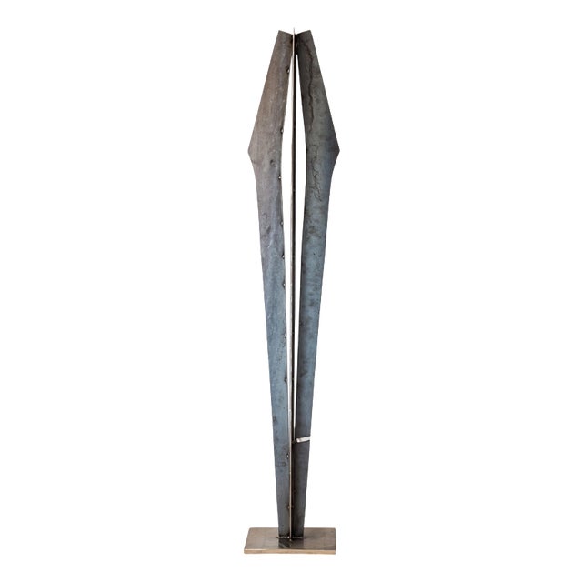 Signes Black Vertical Sculpture in Natural Steel by Jean-Baptiste Van Den Heede For Sale