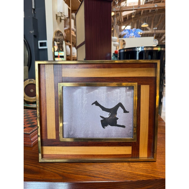 1970s Mid-Century Modern Brass and Inlaid Wood Photo Frame For Sale - Image 4 of 7