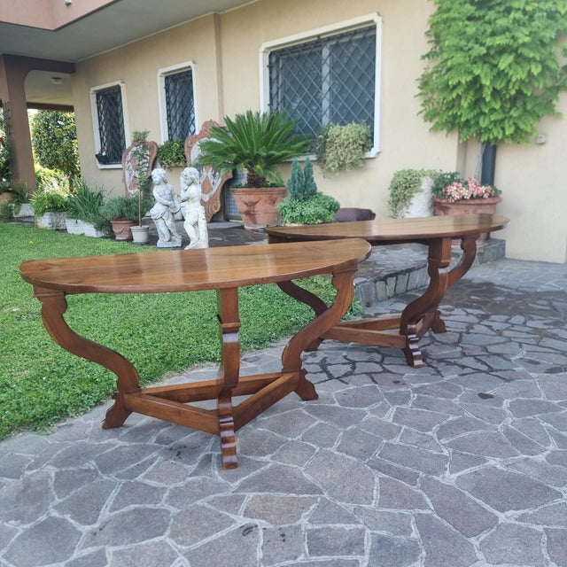 Wood Antique Tuscan Walnut Consoles, 1770, Set of 2 For Sale - Image 7 of 15