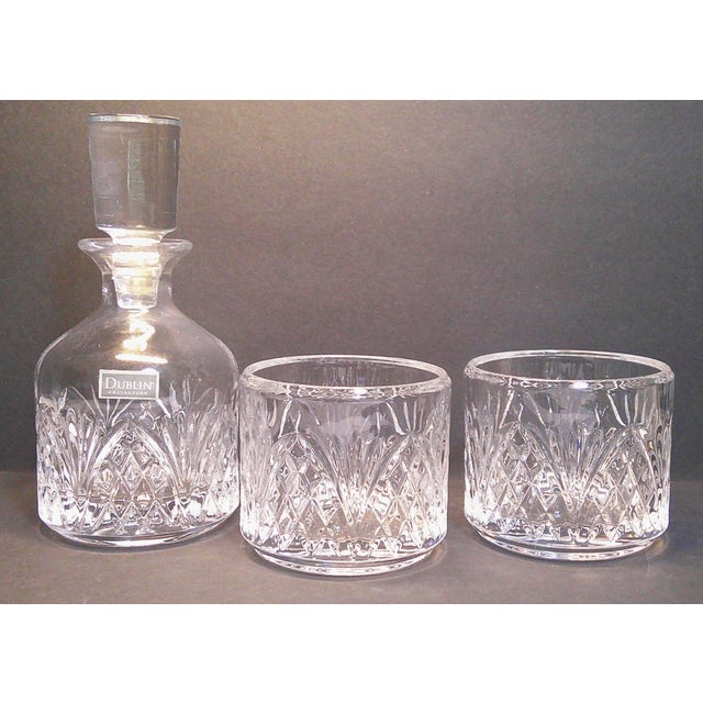 Godinger Dublin Crystal Mini Decanter Set With 2 Matching Glasses For Sale - Image 9 of 9