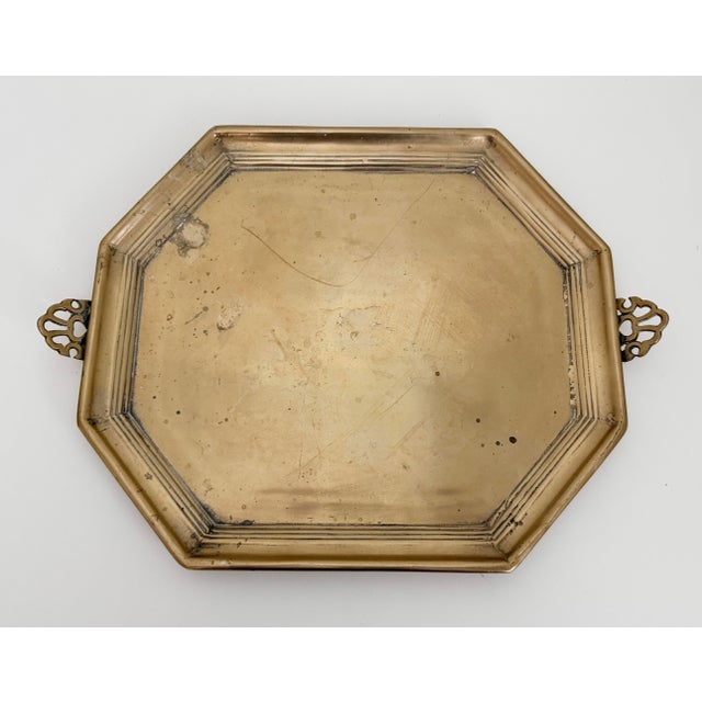 Brass Early 1900s Brass Tray With Ornate Handles For Sale - Image 8 of 8