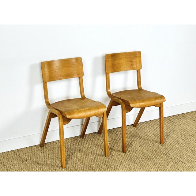 Set of Vintage School Chairs in Beech, 1960 For Sale - Image 16 of 16
