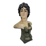 Antique Art Nouveau Plaster Bust Beautiful Woman Possibly C. Henneckeue - Small Restoration For Sale