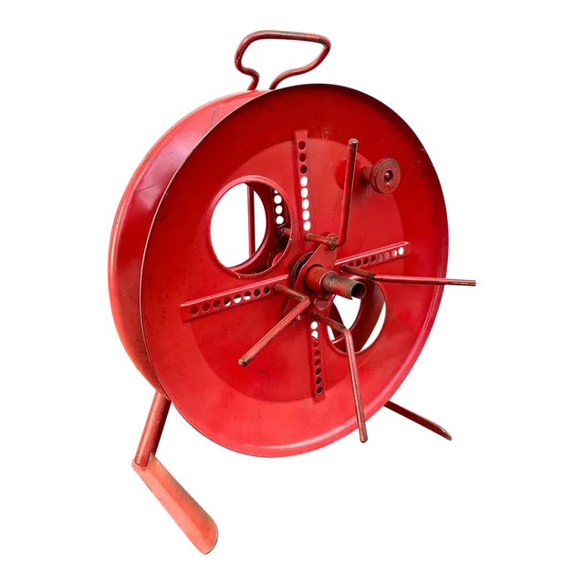 Vintage Garden Red Metal Hose Holder For Sale