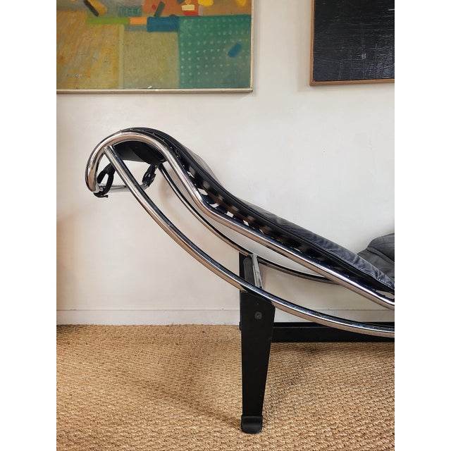 Bauhaus Vintage Chaise Lounge in Leather and Chrome Steel, 1980s For Sale - Image 3 of 5