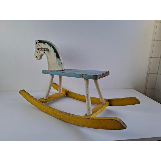 Mid-Century Hand-Painted Wooden Rocking Horse, Czechoslovakia, 1960s For Sale - Image 6 of 16
