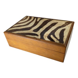 Mid-Century French or American Walnut and Zebra Humidor Box For Sale