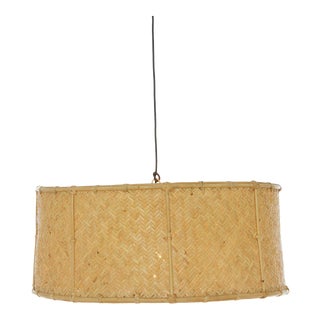 Drum Pendant, Beige, Rattan For Sale