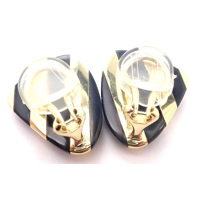 Tiffany & Co. Angela Cummings 18k Yellow Gold Inlaid Black Jade Earrings, Pair For Sale In Philadelphia - Image 6 of 9