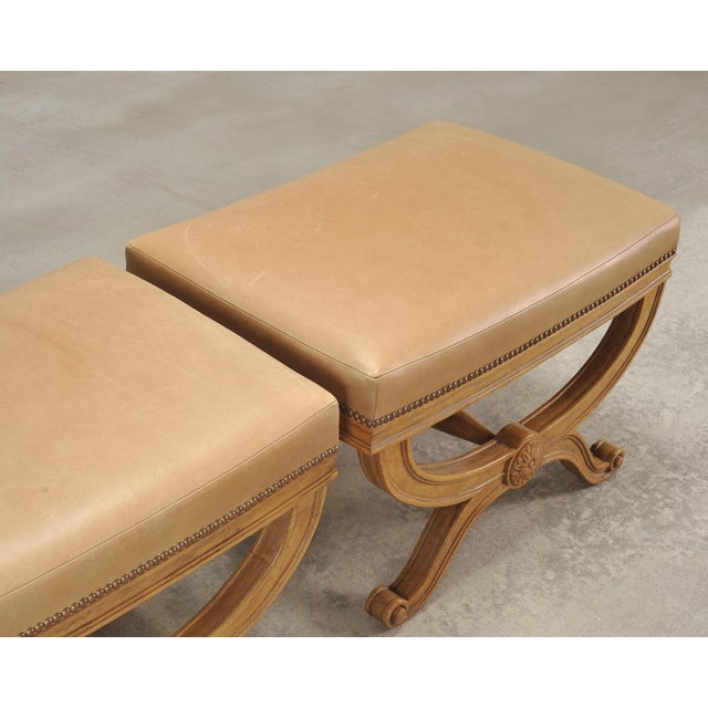 Pair of Michael Taylor Neoclassical Curule d'Orsay Ottoman Benches For Sale - Image 9 of 18
