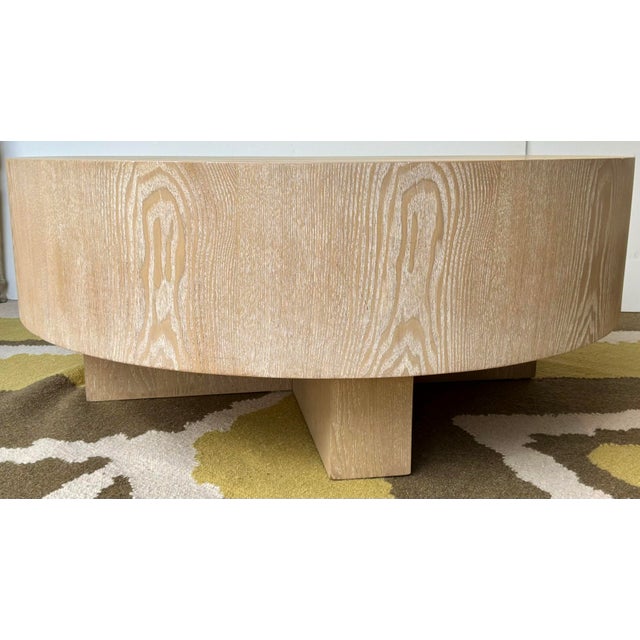 Original retail $2372, stylish Worlds Away Modern Cerused Oak Oslo Coffee Table, showroom floor sample,