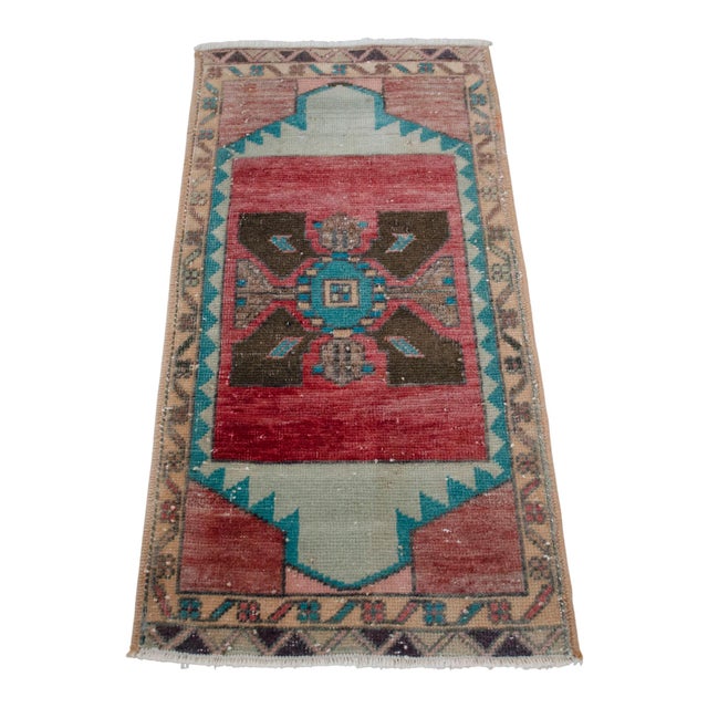 Hand Knotted Mat Small Oushak Rug - 1'4" X 2'7" For Sale - Image 6 of 14