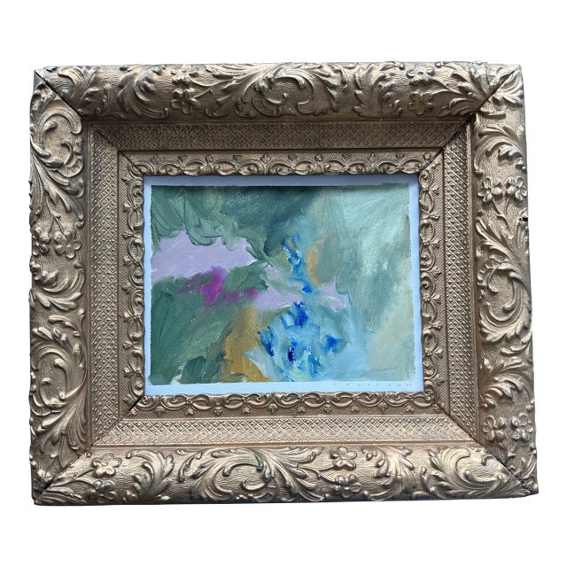 2025 Carolyn Misterek Original Abstract Painting in Vintage Frame For Sale