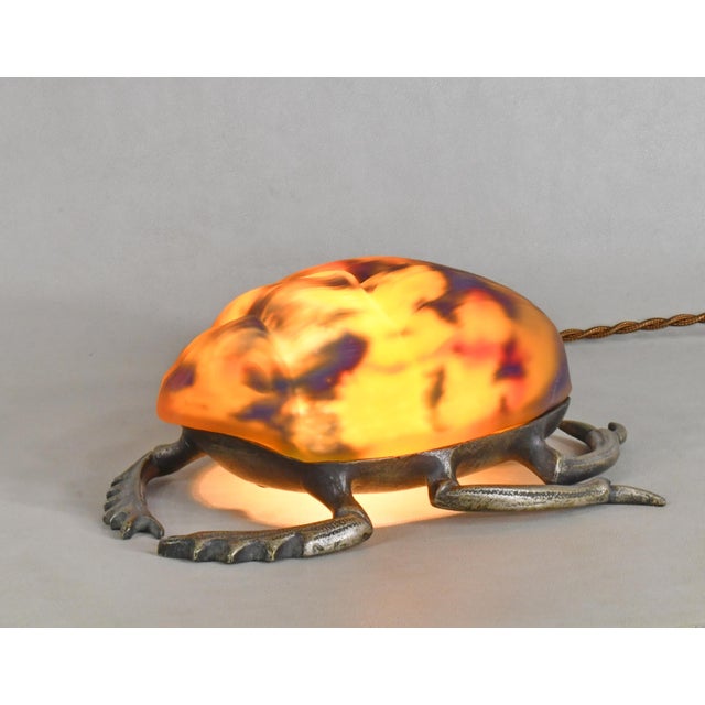 1920s French Art Deco Scarab Night Lamp by Muller Freres - 1920s France For Sale - Image 5 of 11