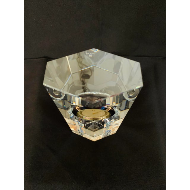 Glass Vintage Hoya Museum Crystal Desk Clock For Sale - Image 7 of 13