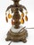 Vintage 1970s Hollywood Regency Brass Palm Tree Table Lamps – Pair With Amber Crystal Drops & Large Gold Fabric Shades For Sale In Buffalo - Image 6 of 6