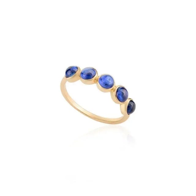 Not Yet Made - Made To Order Blue Sapphire Bezel Set Band Stacking Ring in 14k Solid Yellow Gold Size 4.5 For Sale - Image 5 of 6