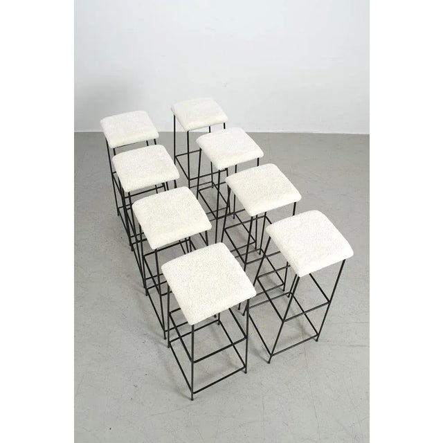 Cream Tall Vintage Bar Stools, Set of 8 For Sale - Image 8 of 9