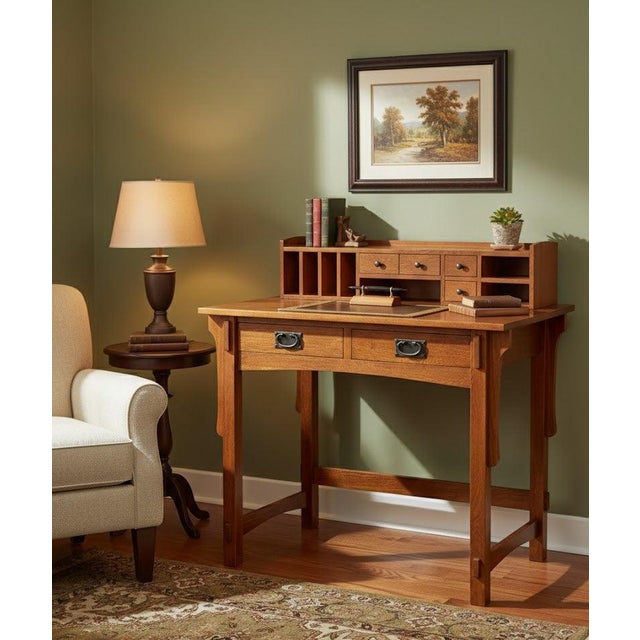 Mission Mission Style Library Table With Removable Organizer - Micheal Cherry For Sale - Image 3 of 9