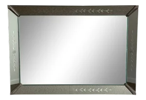 Vintage Art Deco Venetian Etched Wall Mirror