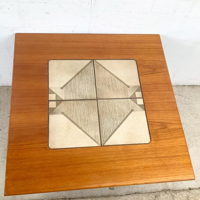 Danish Modern Teak Side Table With Geometric Tile Inset, 1960s–1970s For Sale - Image 17 of 18