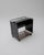 A vintage TV stand or utility cart, designed in the aesthetic style of Italian functionalism and Central European...