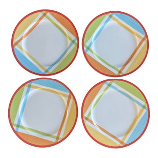 Set of 4 Villeroy & Boch Switch Bonjour Monsieur Dinner Plates For Sale