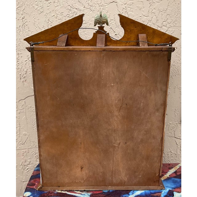Vintage Solid Wood Hanging Wall Cabinet / Curio & Brass Eagle Finial For Sale - Image 14 of 17