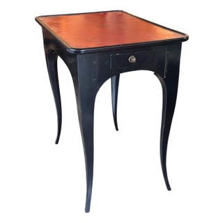19th Century Ebonized Side Table With Red Leather Top For Sale
