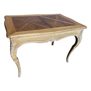 Late 19th Century French Gold Giltwood and Parquetry Top Table For Sale