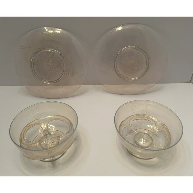 Early 20th Century Venetian Hand-Blown Set of Dessert Bowls With Under Plates- 8 Pieces For Sale - Image 4 of 12
