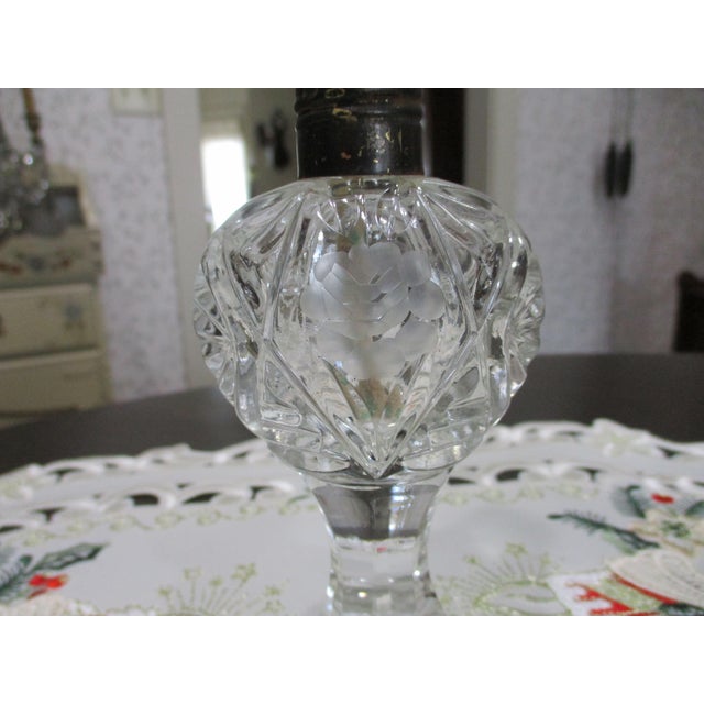 Metal Extremely Rare Hawkes Miniature Oil Lamp Signed Etched Flower American Brilliant Period For Sale - Image 7 of 18