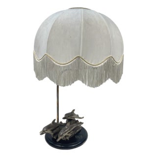 Silver-Plated Table Lamp with Dolphins, 1970s For Sale
