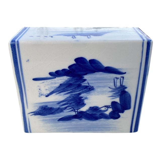 Ceramic Late 19th Century Chinese Blue & White Porcelain Opium Pillow For Sale - Image 7 of 13