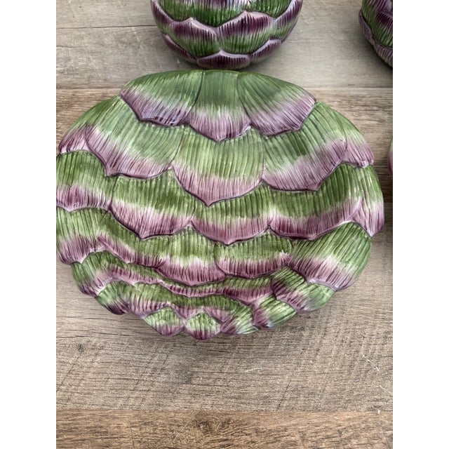 Vintage MCM Fitz and Floyd Artichoke Soup Bowls and Plates, Set of 4 For Sale In Phoenix - Image 6 of 6