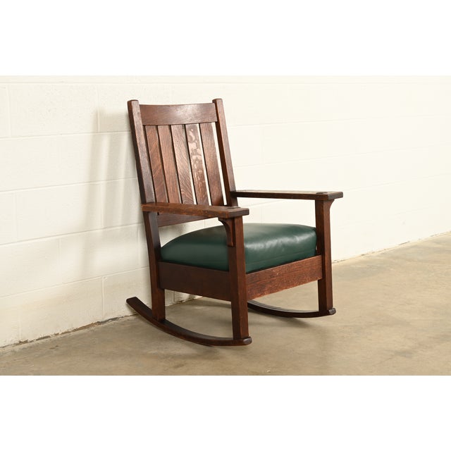 Stickley Gustav Stickley Antique Mission Oak Arts & Crafts Rocking Chair | Circa 1910 For Sale - Image 4 of 13