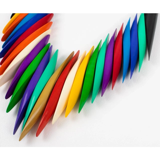 Black Isadora Paris Art Deco Revival Multicolor Galalith Choker Necklace For Sale - Image 8 of 11