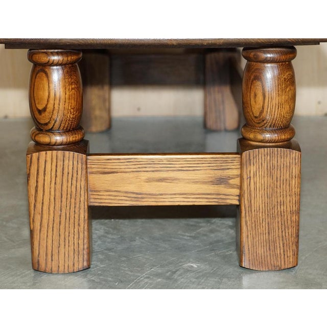 English Edwardian Refectory Style Coffee Table in Oak, 1960s For Sale - Image 14 of 17